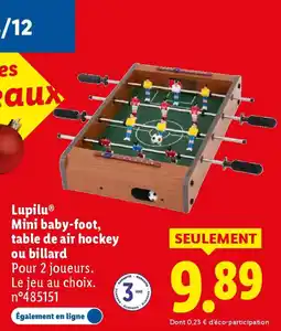 Lidl LUPILU Mini baby-foot, table de air hockey ou billard offre