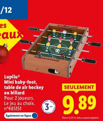 Lidl LUPILU Mini baby-foot, table de air hockey ou billard offre