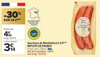 Carrefour Market Saucisses de montbéliard i.g.p. reflets de france offre