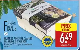 ALDI Huîtres Fines de Claires Marennes d'Oléron offre