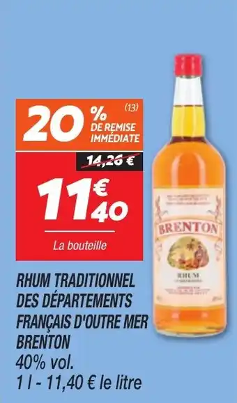 Netto Rhum traditionnel des départements français d'outre mer brenton offre