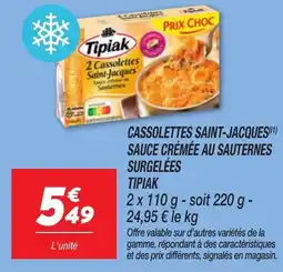 Netto Cassolettes saint-jacques sauce crémée au sauternes surgelées tipiak offre