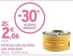 Intermarché Lou gascoun pâté de foie de porc offre