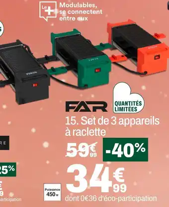 BUT Far set de 3 appareils à raclette offre