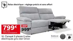 BUT Canapé 3 places 2 relax électriques gris clair orion offre