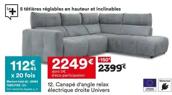 BUT Canapé d'angle relax électrique droite univers offre