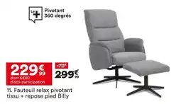 BUT Fauteuil relax pivotant tissu + repose pied billy offre