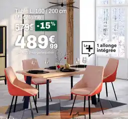 BUT Table l. 160 / 200 cm madeleine offre