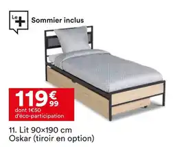 BUT Lit 90x190 cm oskar (tiroir en option) offre