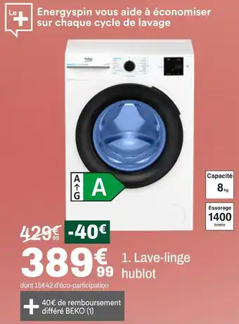 BUT Beko lave-linge hublot offre