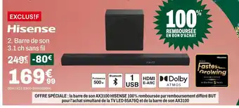 BUT Hisense barre de son 3.1 ch sans fil offre
