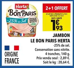 Supeco Herta jambon le bon paris offre