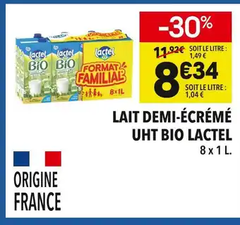 Supeco Lactel lait demi-écrémé uht bio offre