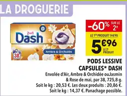 Supeco Dash pods lessive capsules ambre & orchidée offre