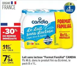 Carrefour Drive Candia - lait sans lactose format familial offre