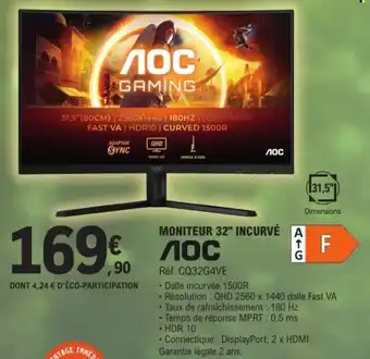 E.Leclerc Moniteur 32" incurve offre