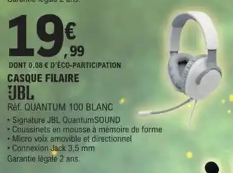 E.Leclerc JBL Casque filaire offre
