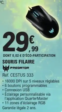 E.Leclerc PREDATOR Souris filaire offre