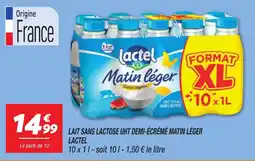 Netto Lait sans lactose uht demi-écrémé matin léger lactel offre