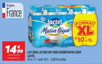 Netto Lait sans lactose uht demi-écrémé matin léger lactel offre