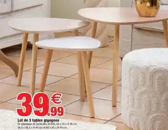 Bazarland Lot de 3 tables gigognes offre