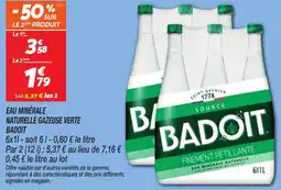 Netto Eau minérale naturelle gazeuse verte badoit offre