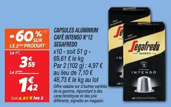 Netto Capsules aluminium cafe intenso n°12 segafredo offre