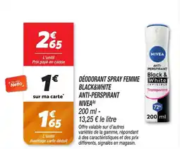 Netto Déodorant spray femme black&white anti-perspirant nivea offre