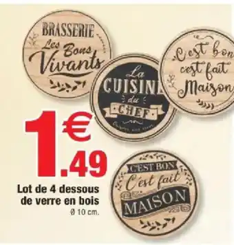 Bazarland Lot de 4 dessous de verre en bois offre
