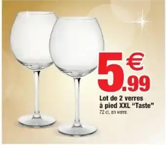 Bazarland Lot de 2 verres à pied XXL "Taste" offre