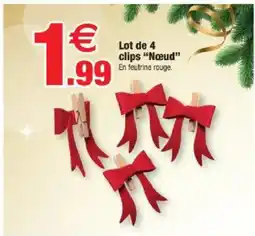 Bazarland Lot de 4 clips "Nœud" offre