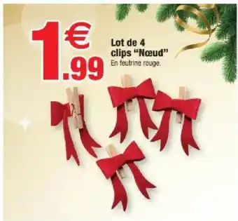 Bazarland Lot de 4 clips "Nœud" offre