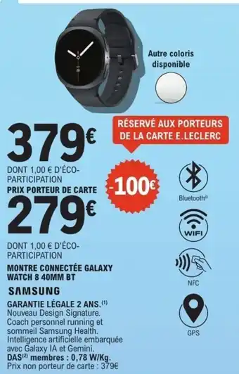 Montre connectée galaxy watch 8 40mm bt samsung