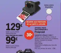 E.Leclerc Appareil photo now generation 3 polaroid offre