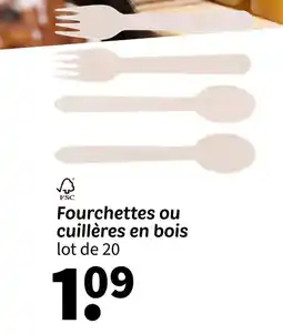 Wibra Fourchettes ou cuillères en bois offre