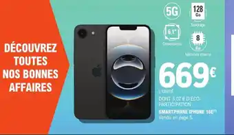 E.Leclerc Smartphone iphone 16e offre