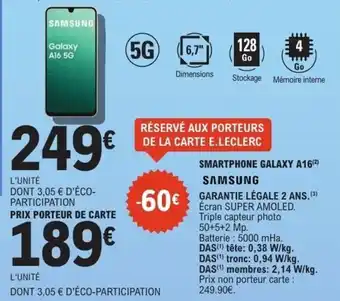 E.Leclerc Smartphone galaxy a16 samsung offre