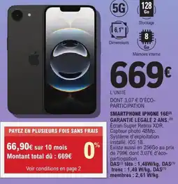 E.Leclerc Smartphone iphone 16e offre