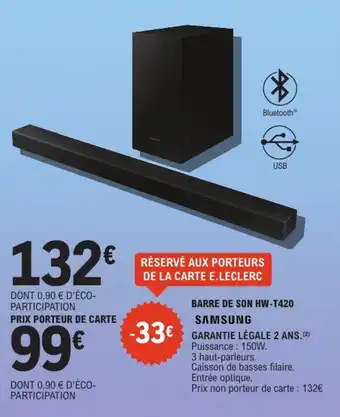 E.Leclerc Barre de son hw-t420 samsung offre