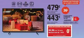 E.Leclerc Tv qled 43q7fa 43"pouces offre