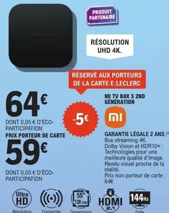E.Leclerc Mi tv box s 2nd génération offre