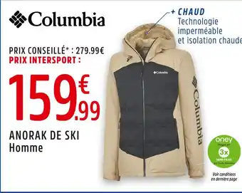 Intersport Columbia anorak de ski homme offre