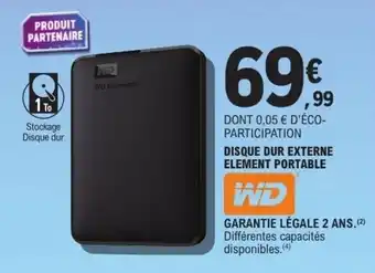 E.Leclerc Disque dur externe element portable offre