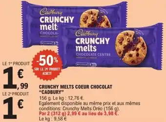 E.Leclerc Crunchy melts coeur chocolat cadbury offre