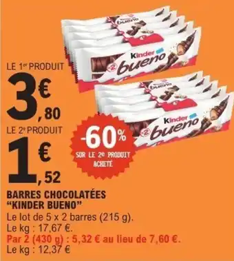 E.Leclerc Barres chocolatées kinder bueno offre