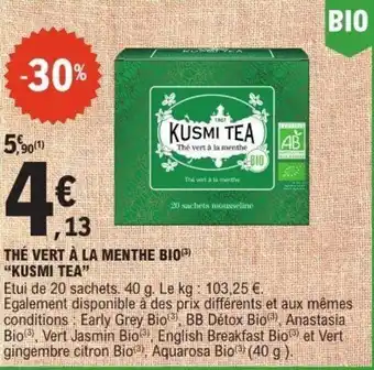 E.Leclerc The vert à la menthe bio kusmi tea offre
