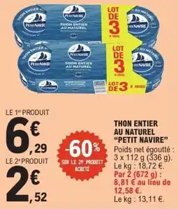 E.Leclerc Thon entier au naturel petit navire offre