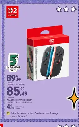 Intermarché Hyper NINTENDO SWITCH Paire de manette Joy-Con bleu clair & rouge clair -Switch 2 offre