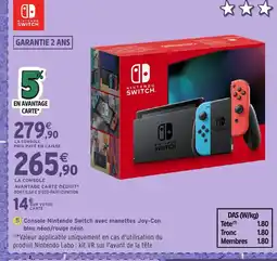 Intermarché Hyper NINTENDO SWITCH Console Nintendo Switch avec manettes Joy-Con bleu néon/rouge néon offre