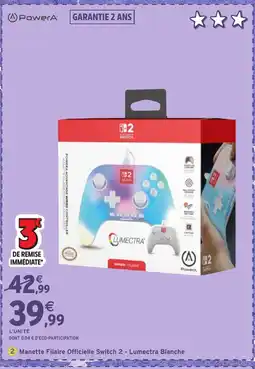 Intermarché Hyper Manette Filaire Officielle Switch 2 - Lumectra Blanche offre